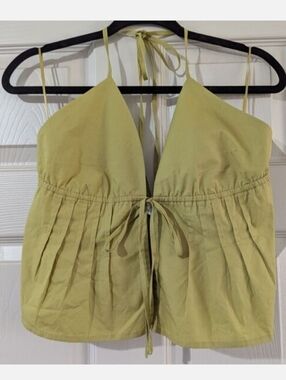 Green Tie-Front Babydoll Top